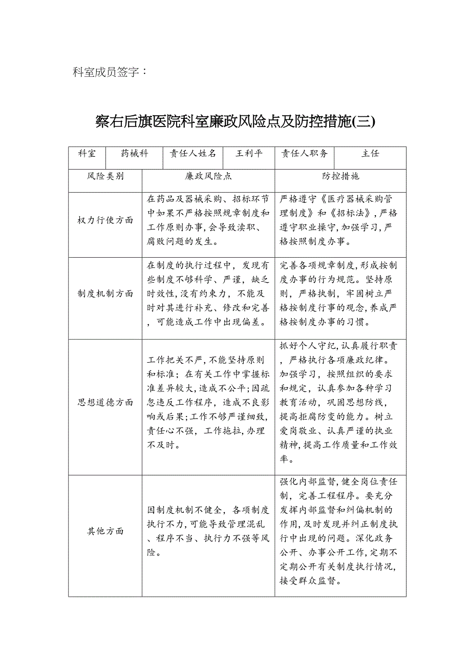 察右后旗医院科室廉政风险点及防控措施_第3页