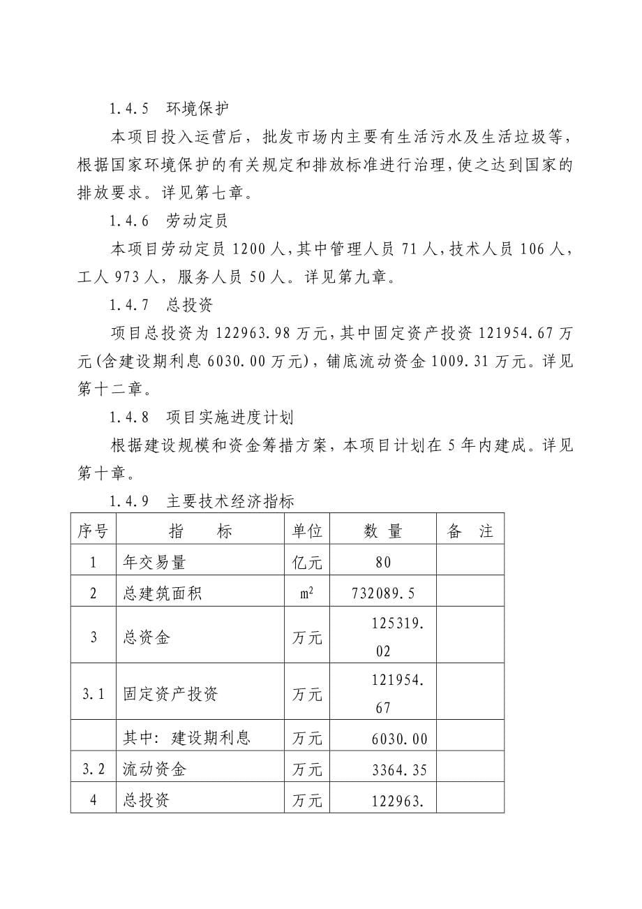 农产品批发市场建设项目可行性研究报告最全版_第5页