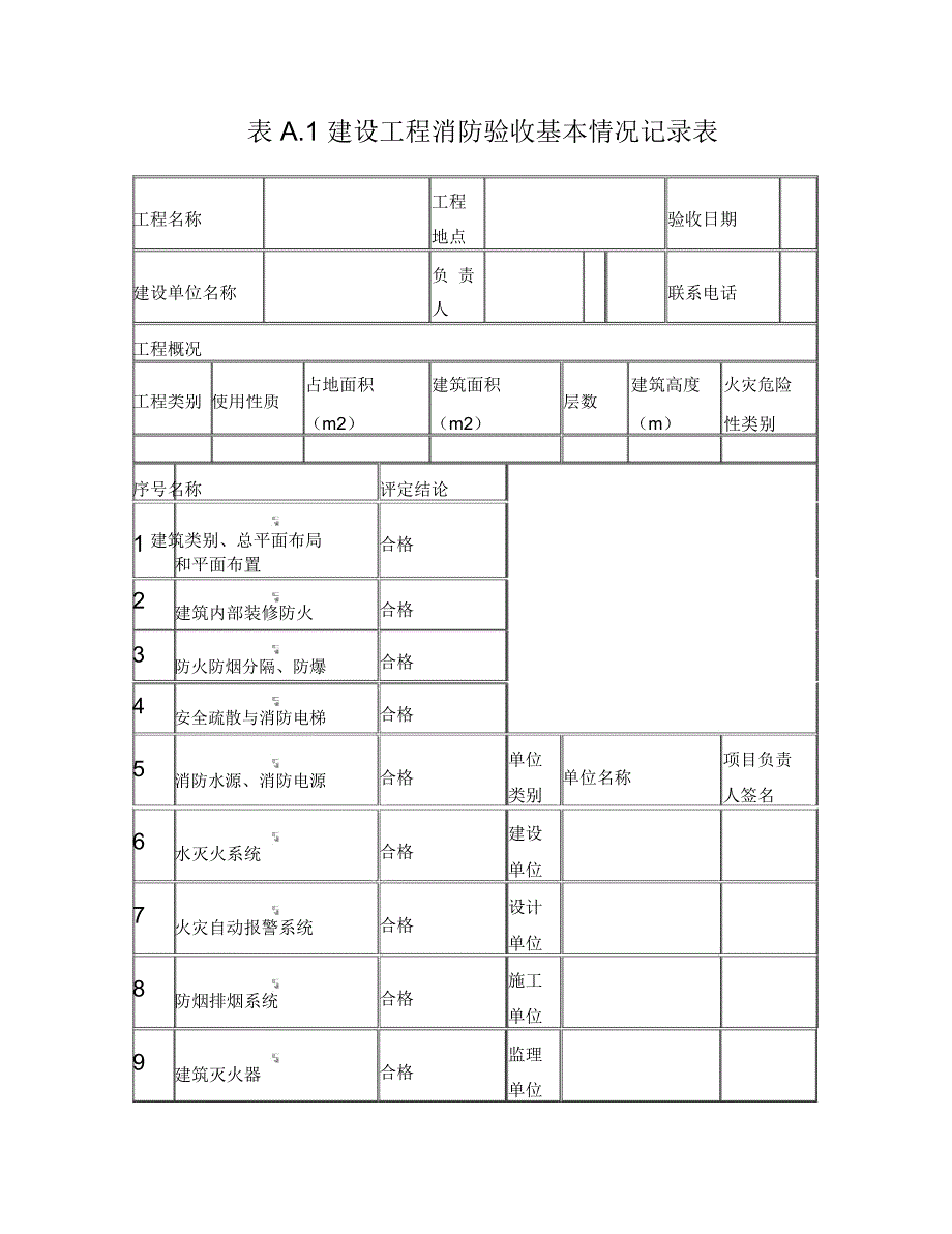 消防验收记录表模板_第1页