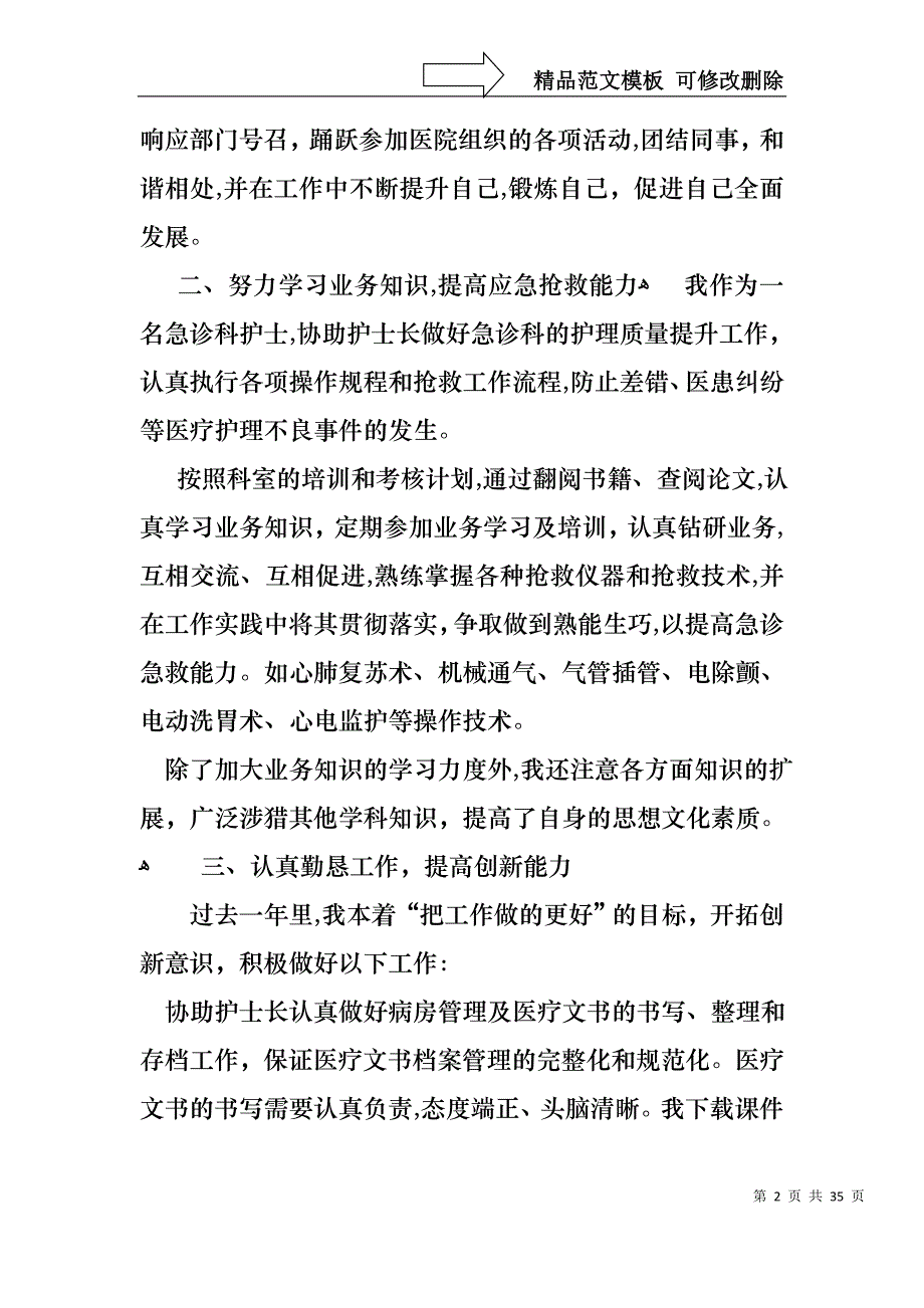 护士述职报告模板集锦十篇_第2页