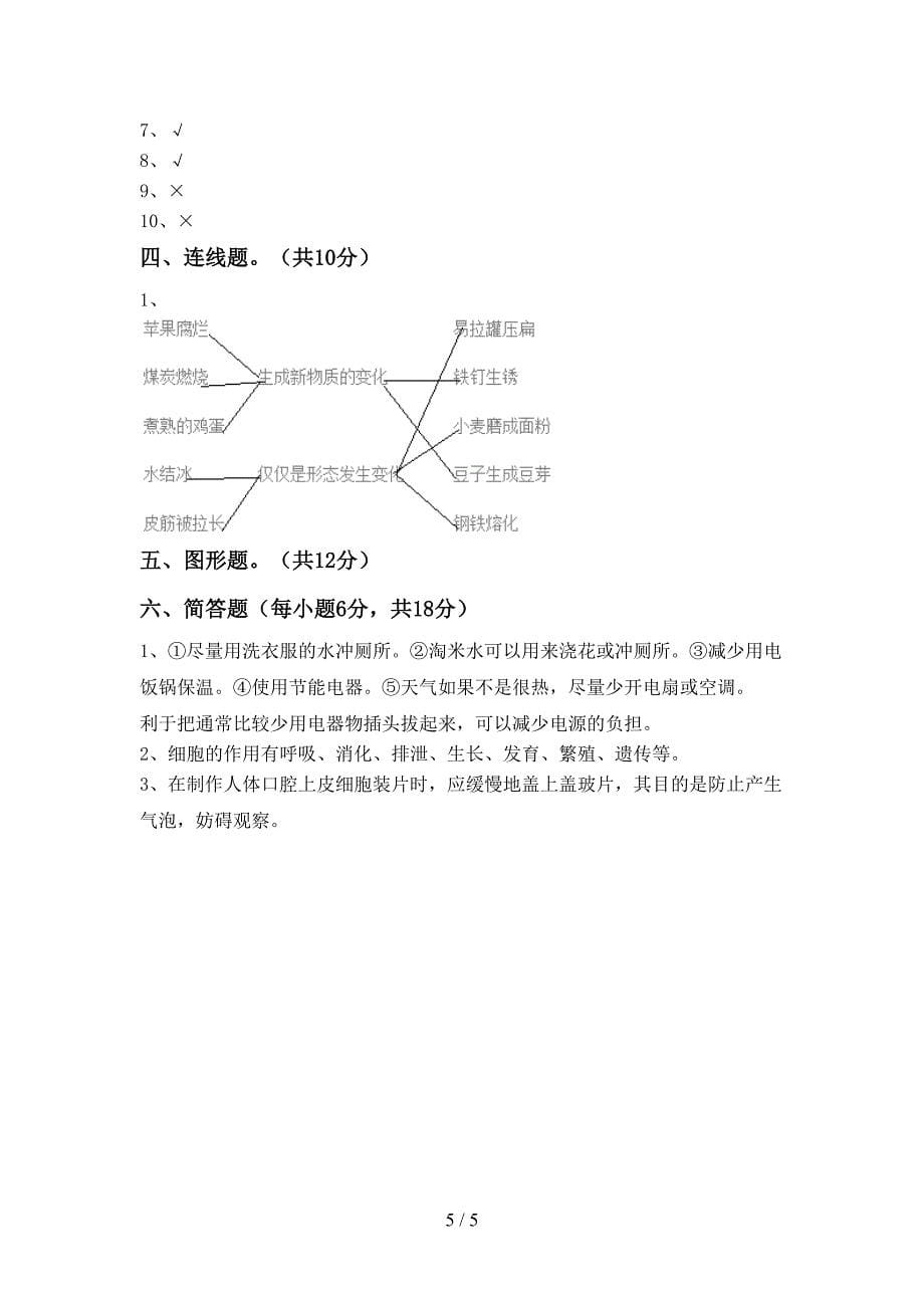 人教版六年级科学上册期中考试加答案.doc_第5页