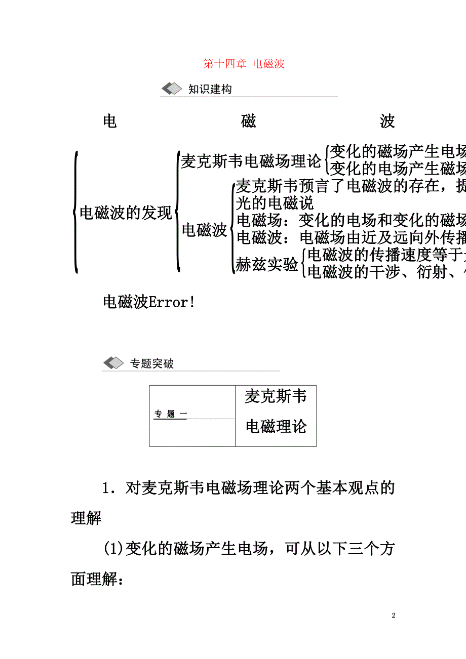 （浙江专版）2021年高中物理第十四章电磁波章末小结学案新人教版选修3-4_第2页