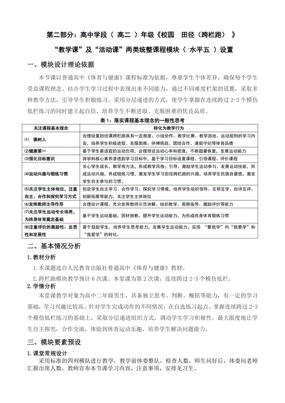 第二部分：高中学段（ 高二 ）年级《校园 田径（跨栏.doc_第1页