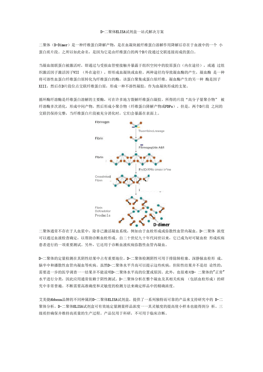 D-二聚体ELISA试剂盒一站式解决方案_第1页