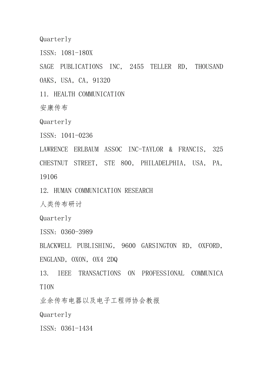 50种传播学国际顶尖刊物目录(SSCI).docx_第4页