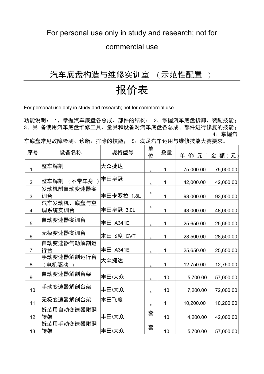 汽车底盘构造与维修实训室47041_第1页