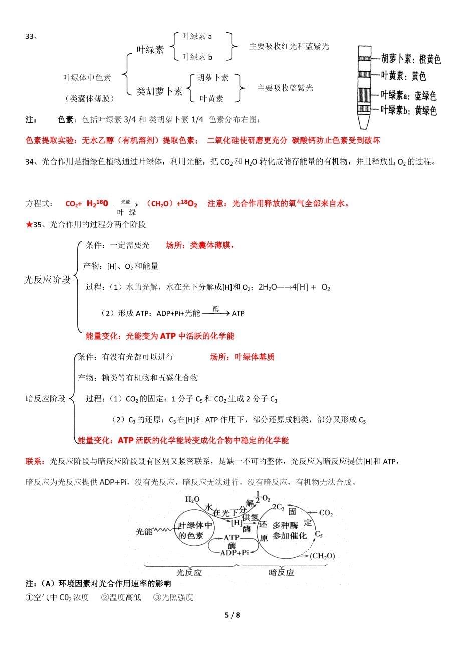 高一必修一生物考前必背_第5页