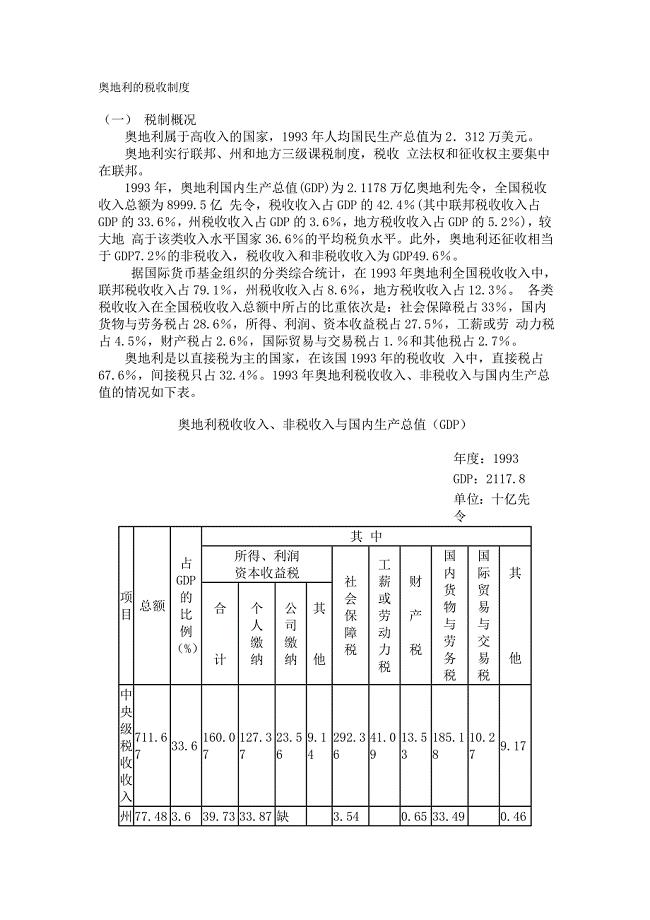 奥地利的税收制度