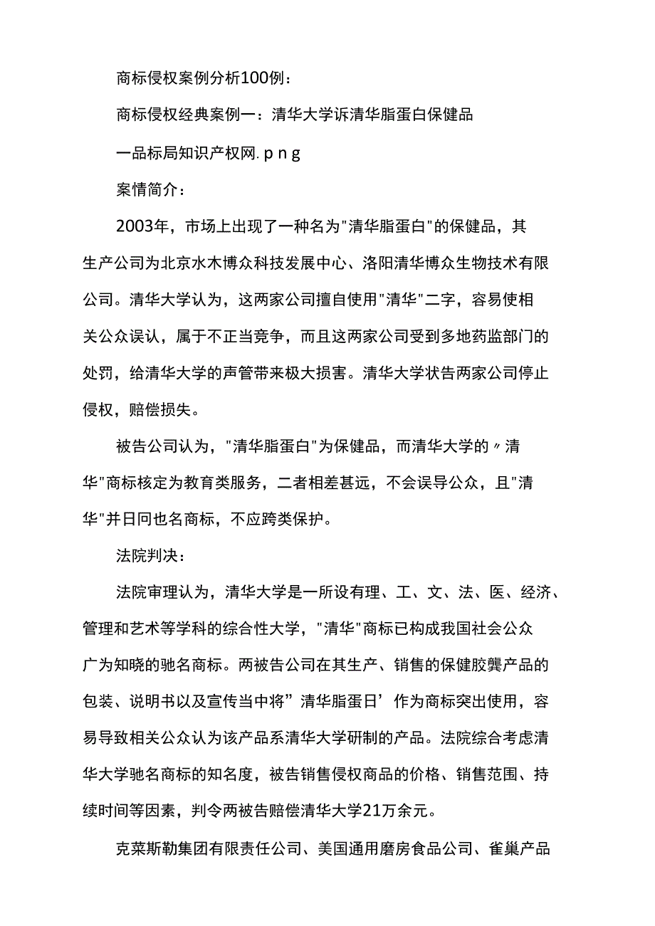 商标侵权案例分析100例_第1页