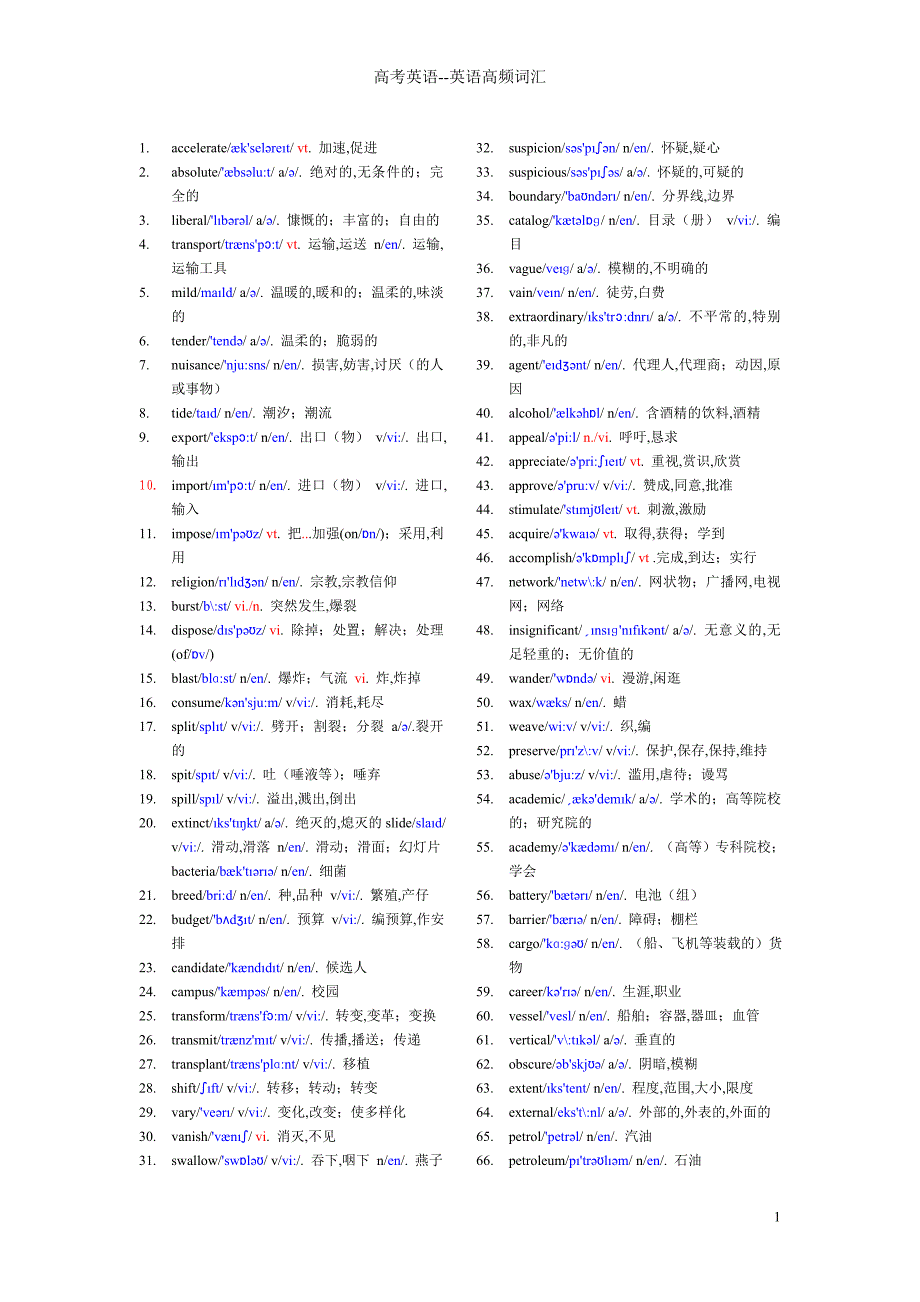 浙江高考英语-600高频词汇_第1页