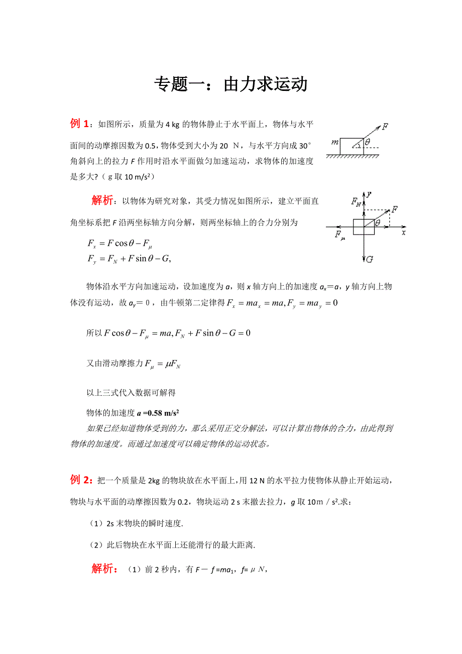 专题训练(牛顿定律)_第1页