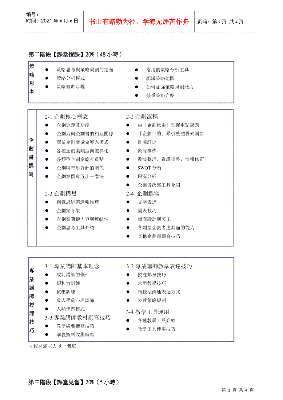 WBSA企划书撰写专业讲师培训班课程简章_第2页