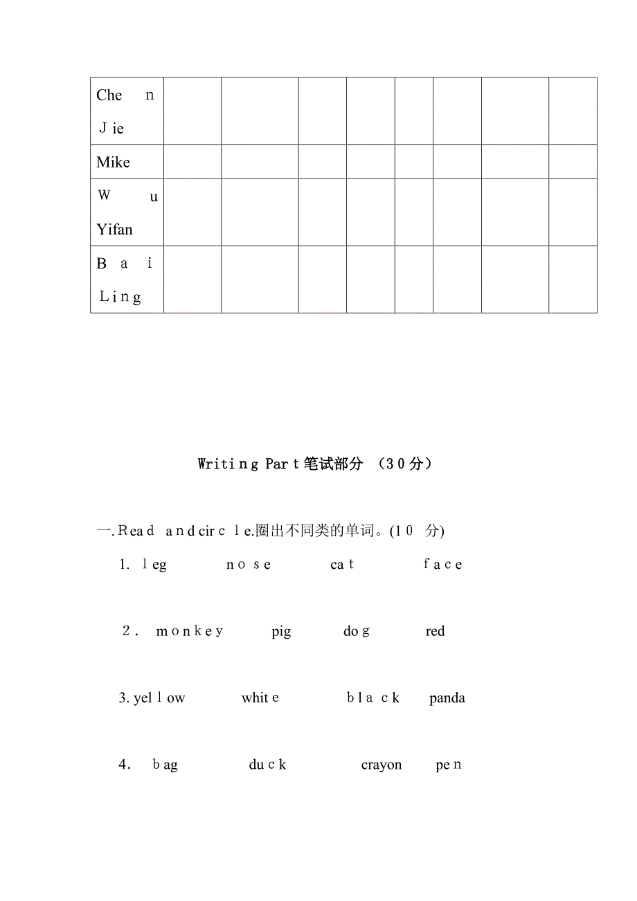 小学英语三年级上册第四单元测试题(新pep)[1]_第4页