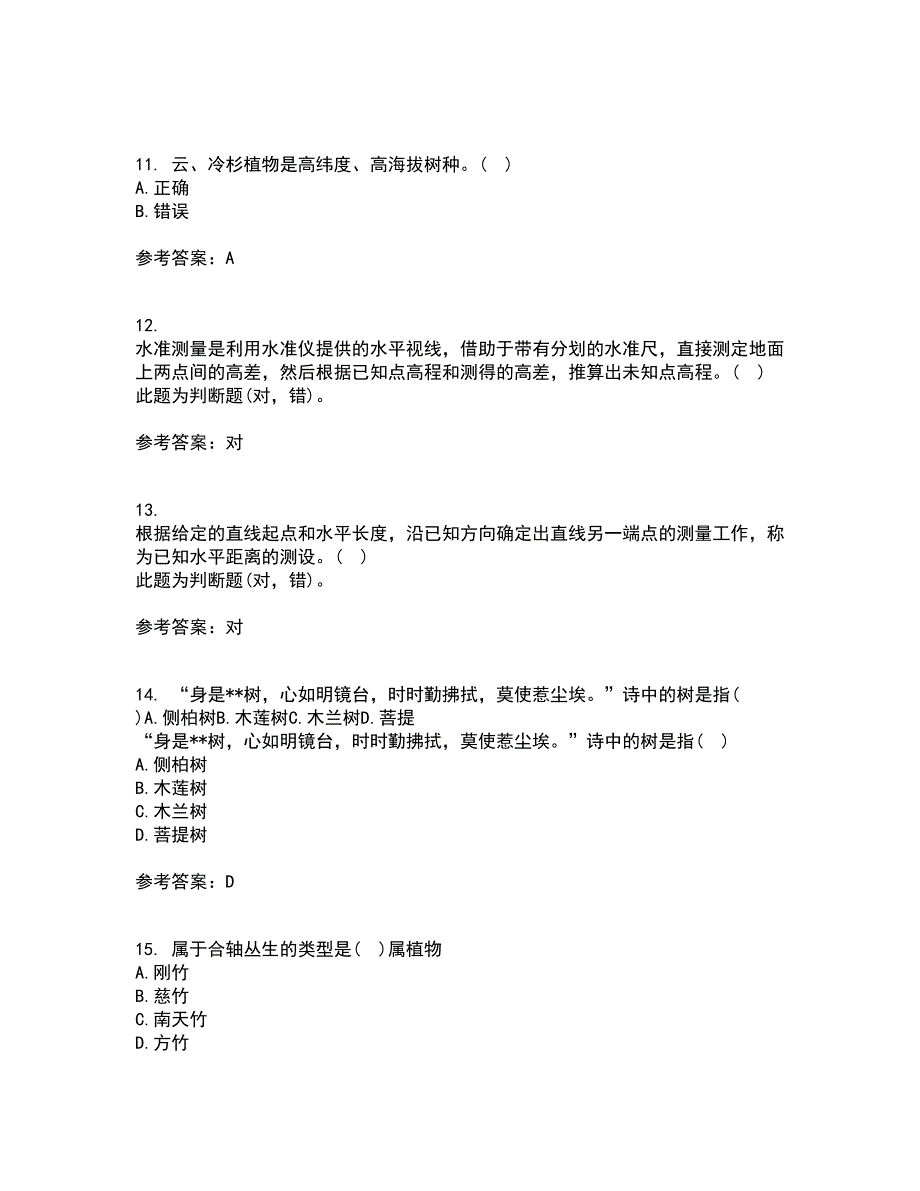 川农21秋《园林植物配置与造景专科》综合测试题库答案参考11_第3页