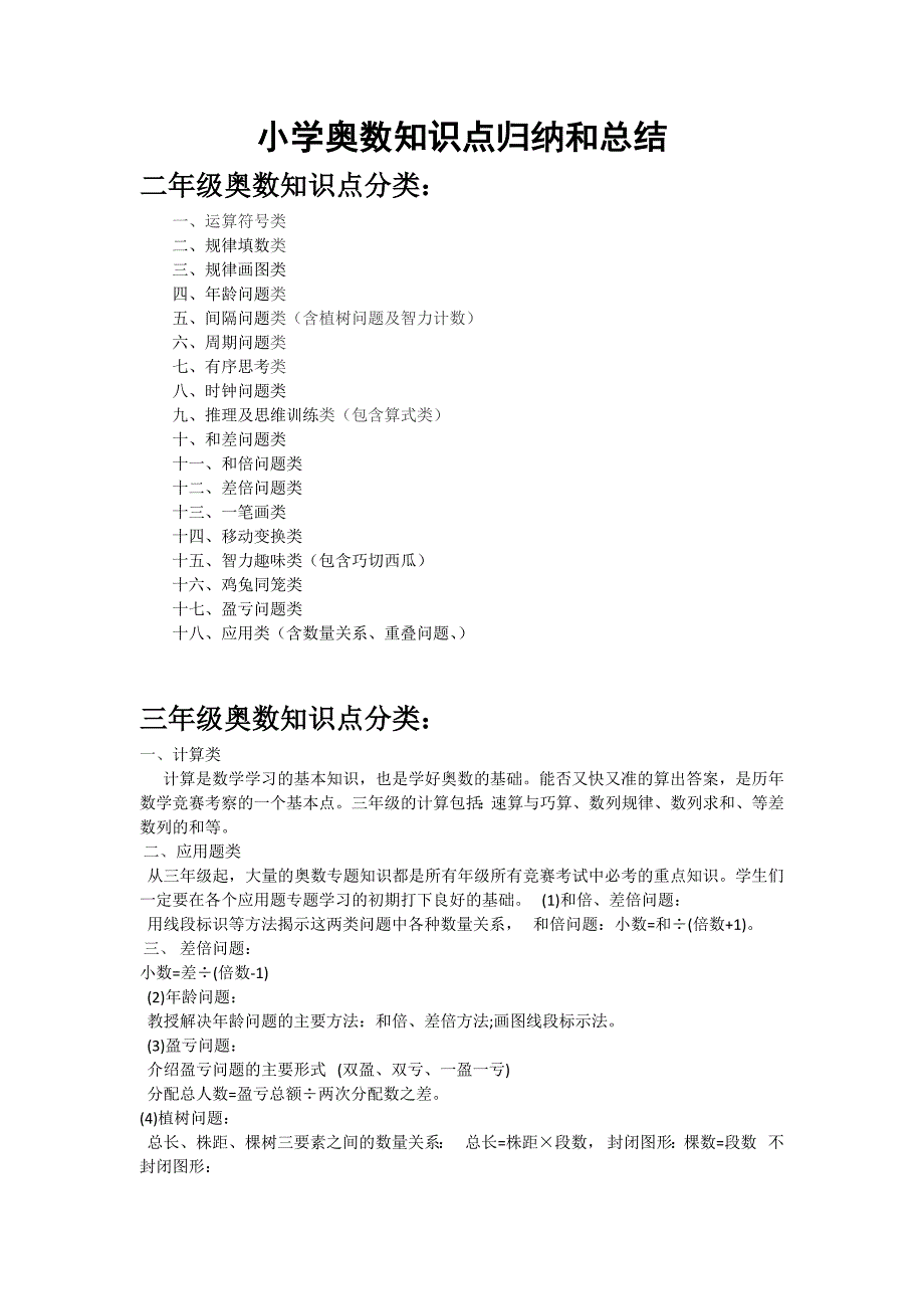 小学奥数知识点归纳和总结;_第1页