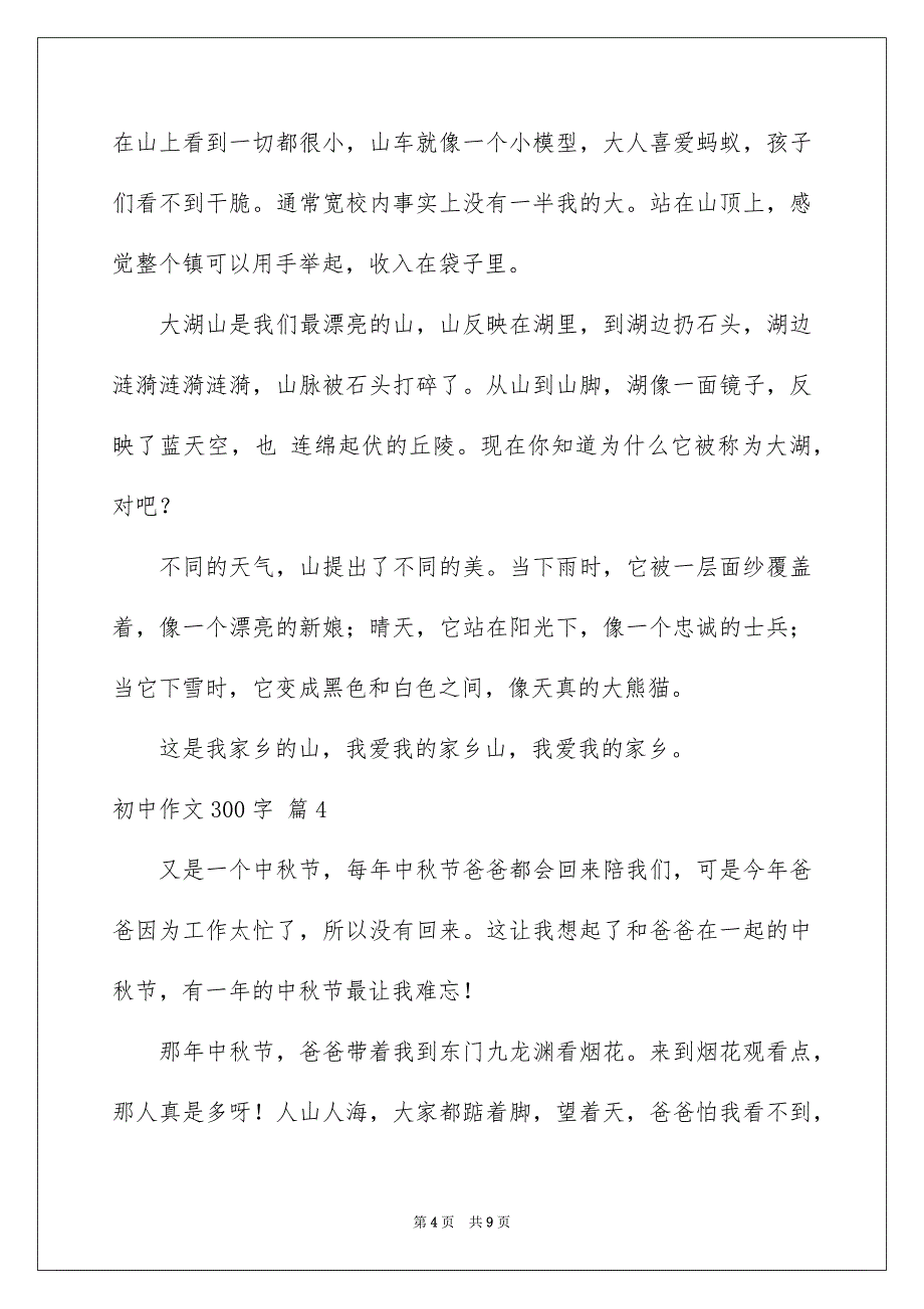 初中作文300字汇总7篇_第4页