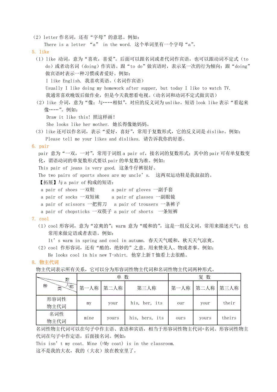 七年级英语上册Unit2Lookingdifferent词汇精讲精练仁爱版_第2页