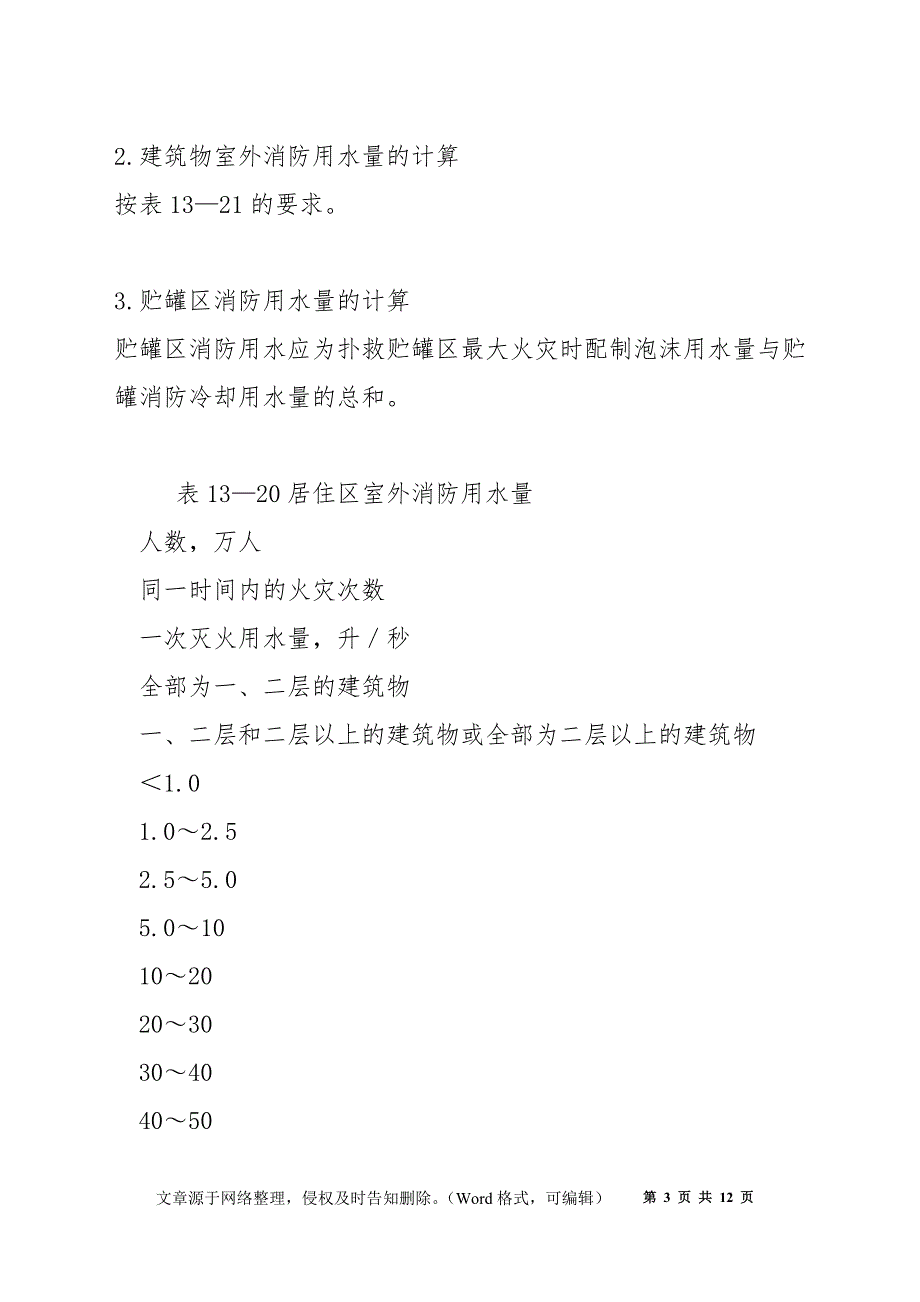 消防用水及灭火剂的用量 —— 工厂消防用水量_第3页