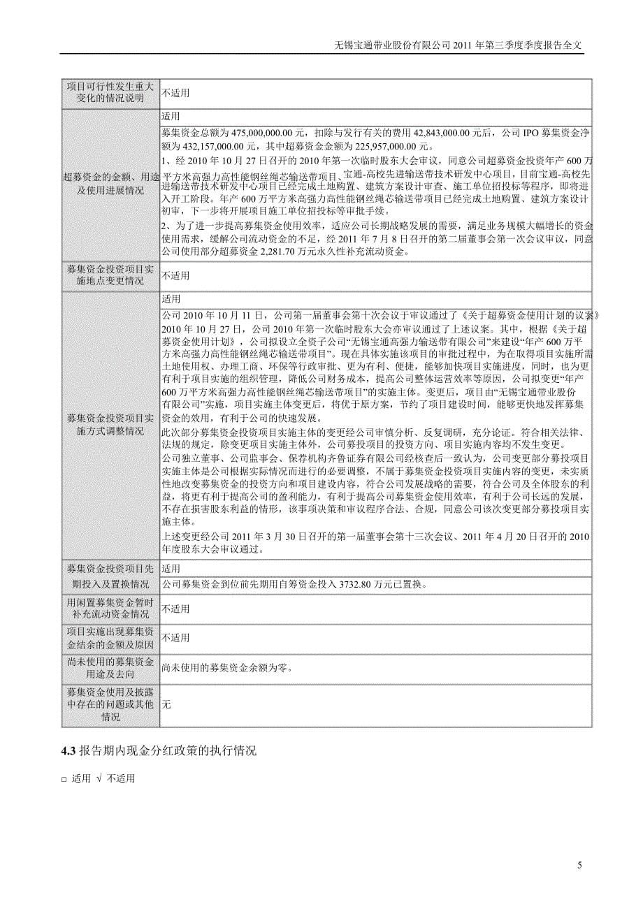 宝通带业：第三季度报告全文_第5页