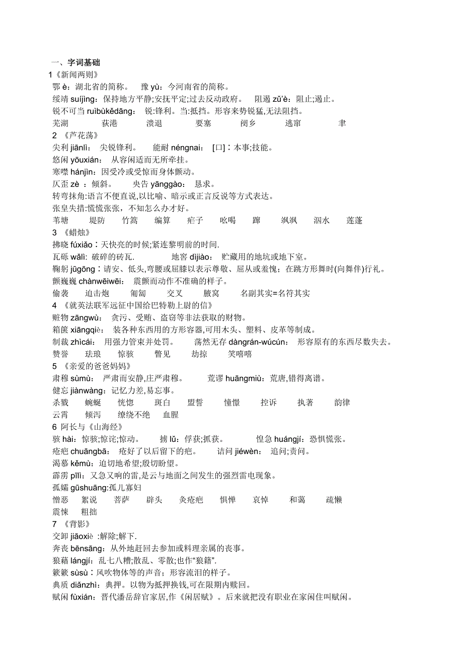 人教版八年级语文(上册)基础知识点整理[1].doc_第1页