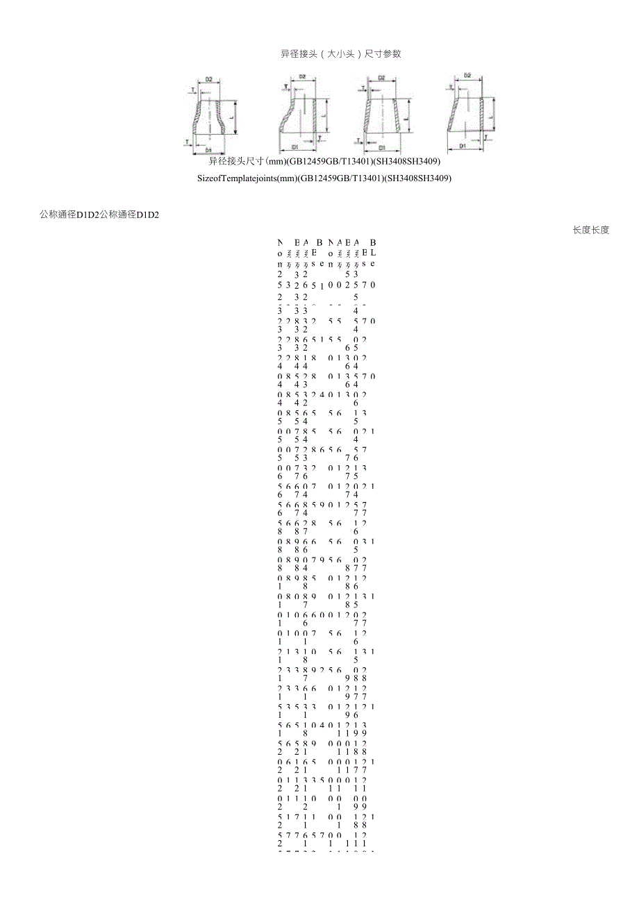 异径接头(大小头)尺寸参数_第1页