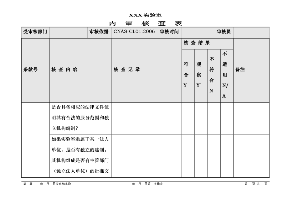 实验室内审核查表_第2页