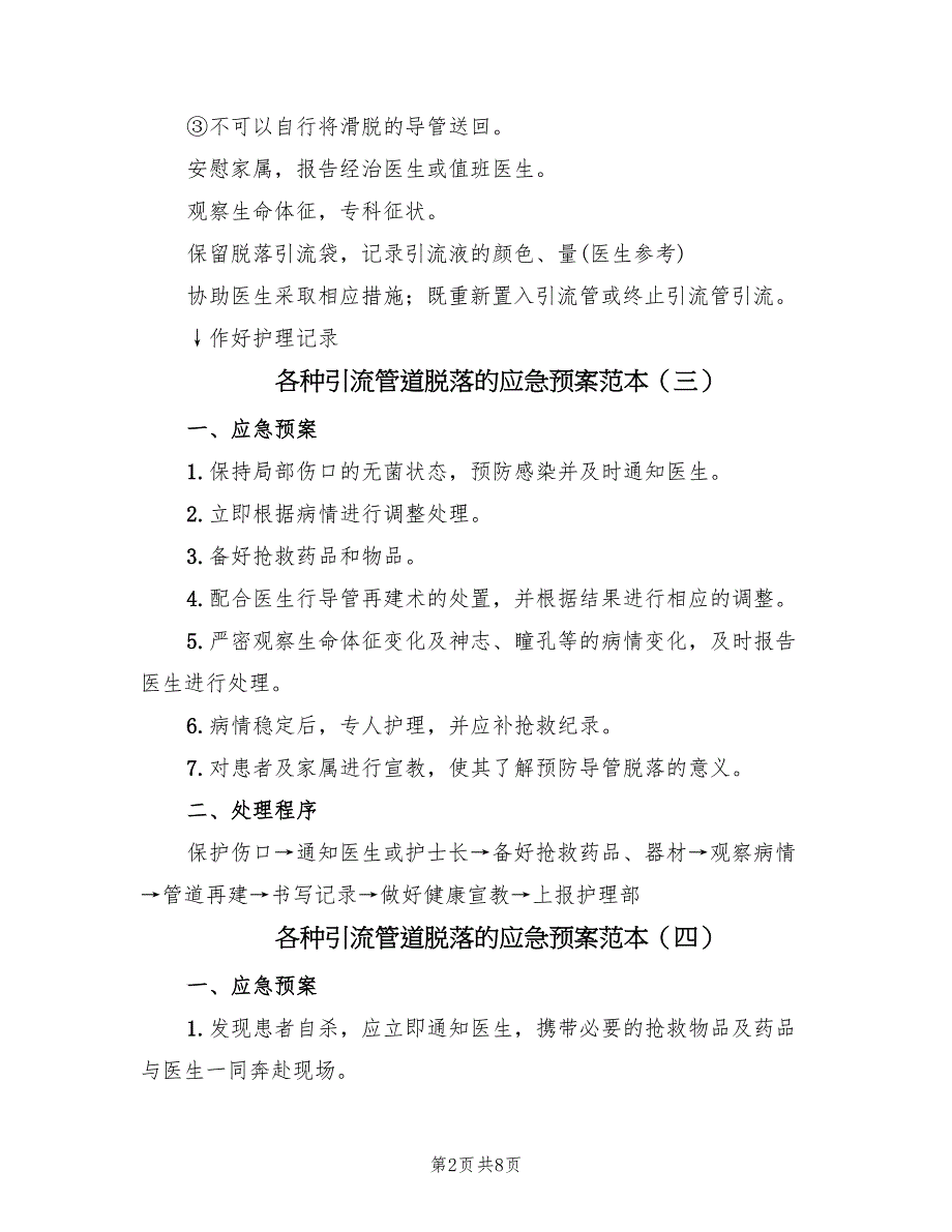 各种引流管道脱落的应急预案范本（八篇）_第2页