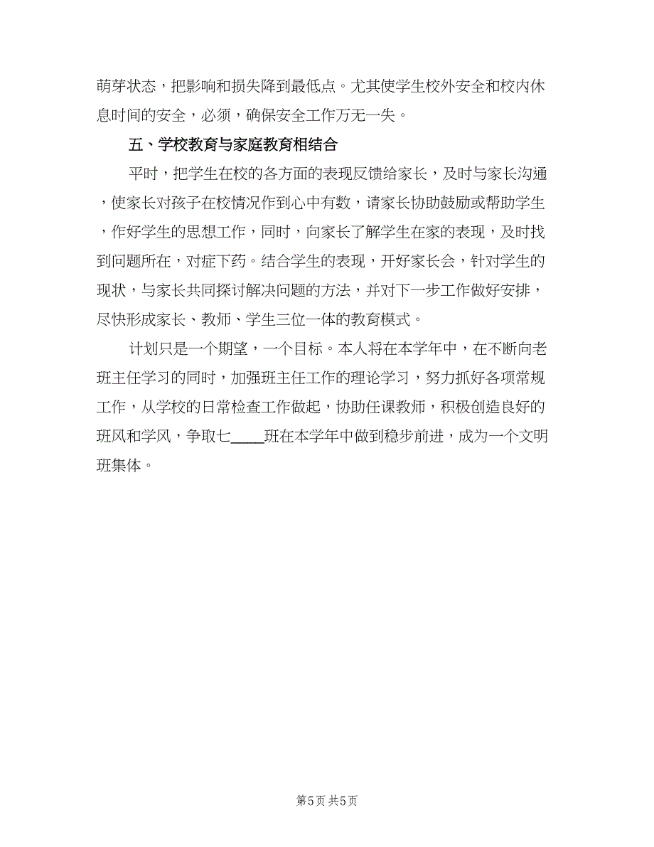 班主任及个人工作计划范文（二篇）.doc_第5页