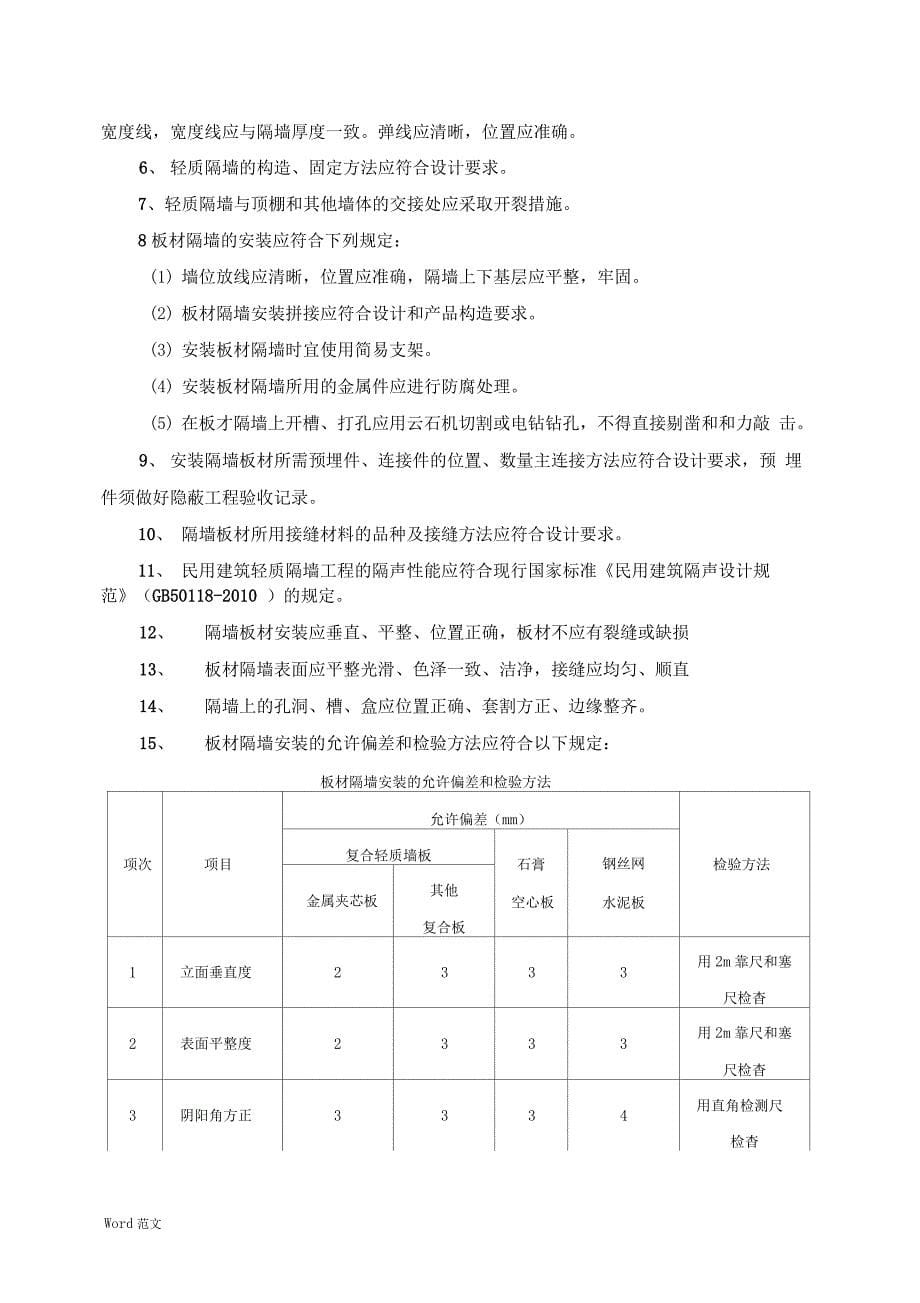 ALC轻质隔墙工程监理细则_第5页