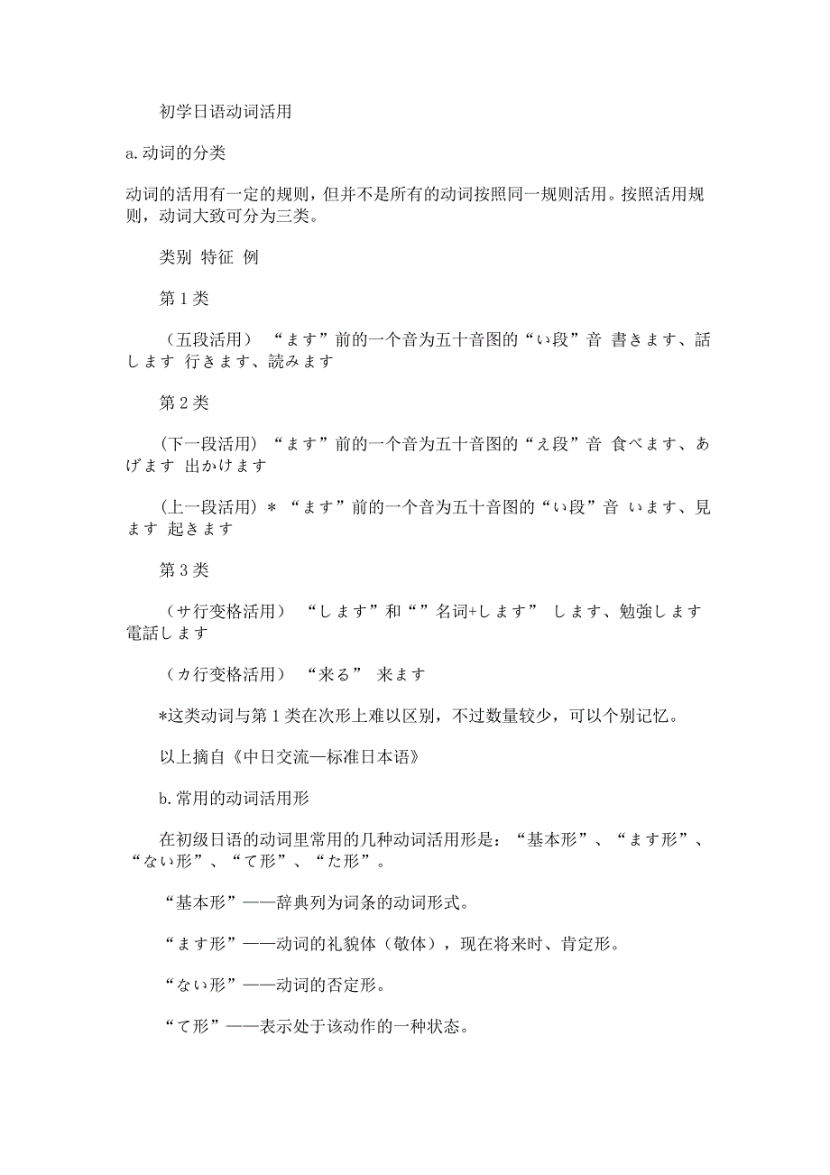 初级日语动词活用_第1页