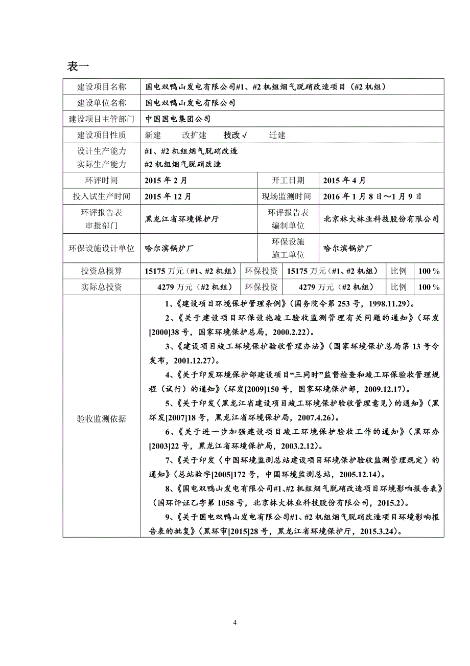 国电双鸭山发电有限公司#1、#2机组烟气脱硝改造项目（#2机组）验收监测报告表.doc_第4页