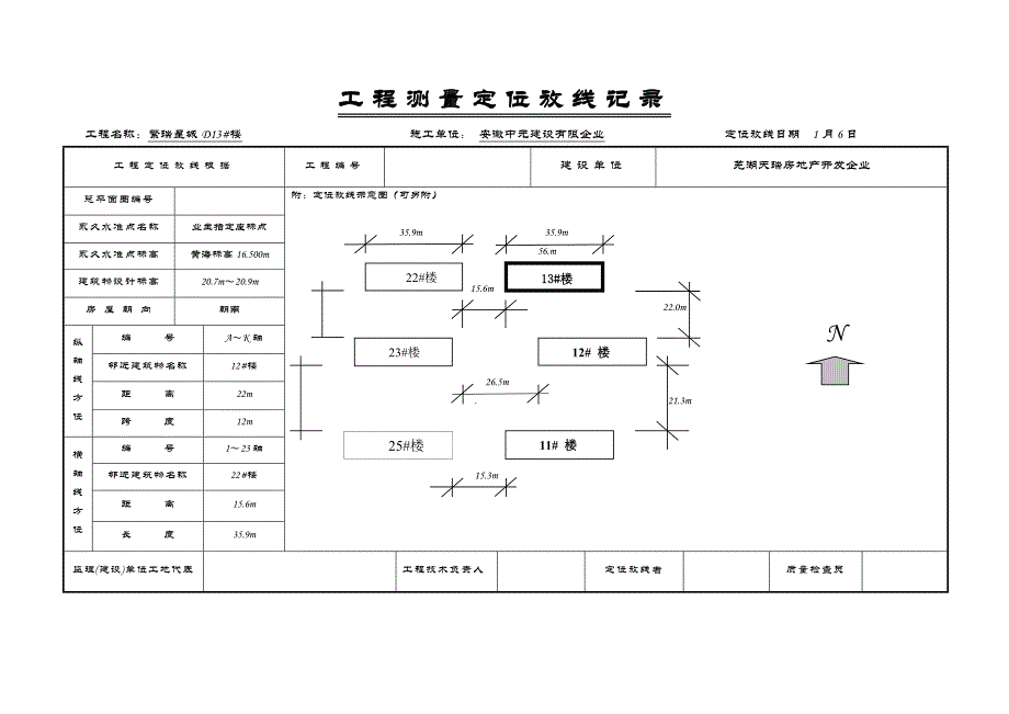 测量工程定位放线记录表_第1页