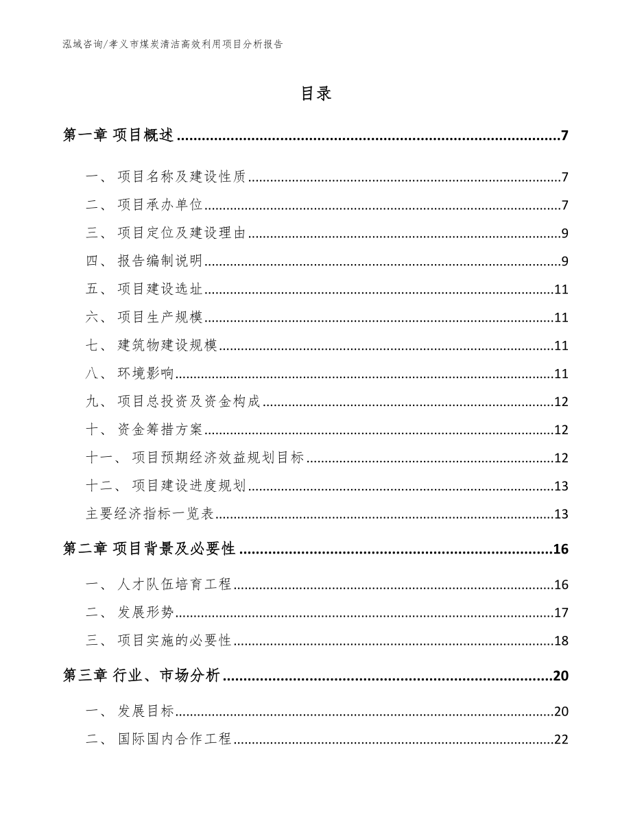 孝义市煤炭清洁高效利用项目分析报告参考范文_第1页