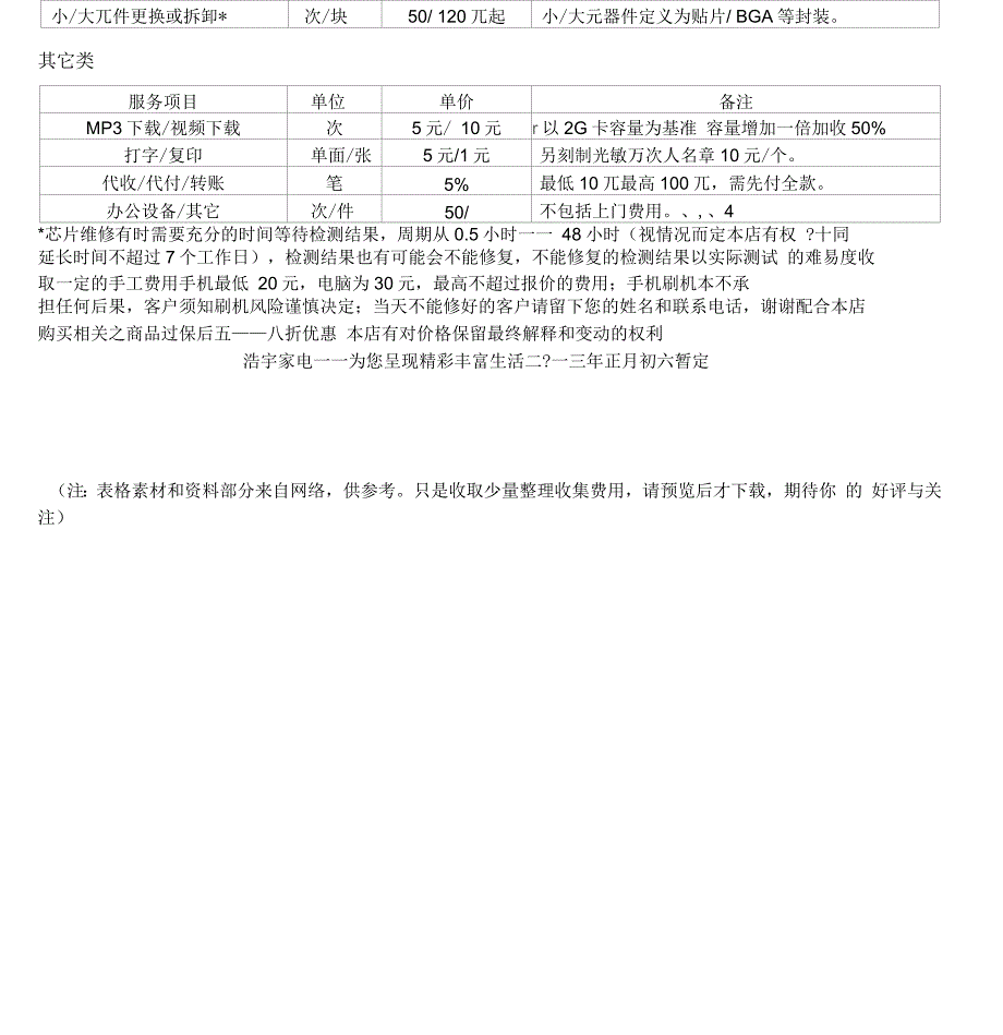 电脑维修价格表_第2页