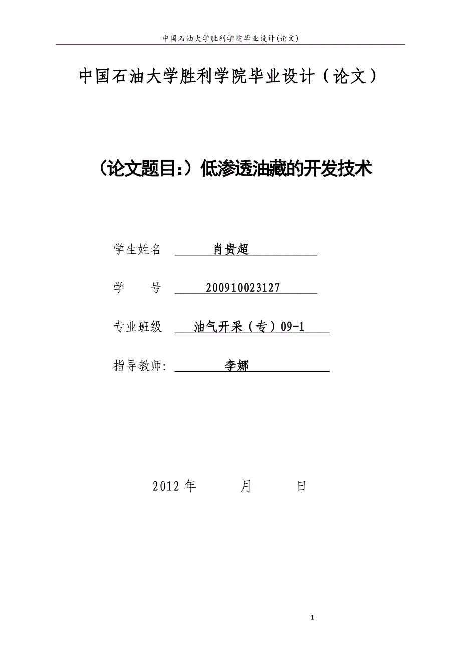 石油工程专业毕业论文_第1页