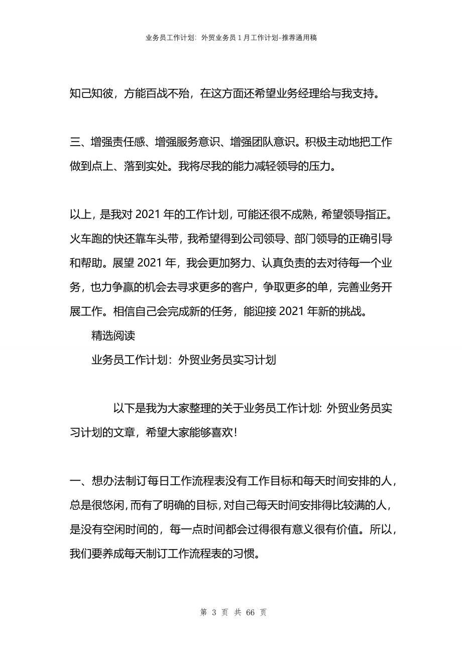 业务员工作计划：外贸业务员1月工作计划_第3页