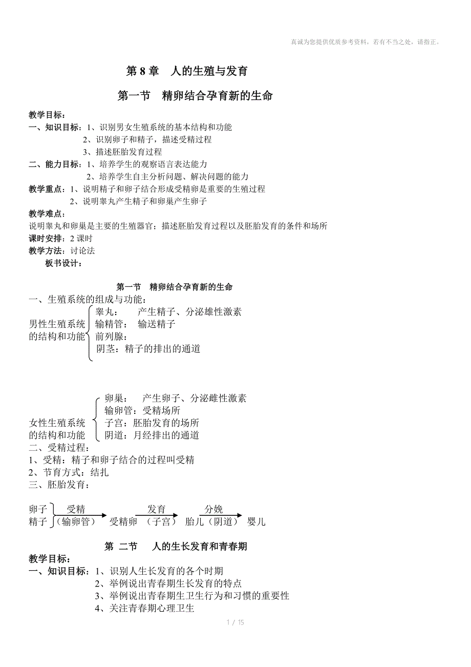 苏教版七年级生物下册教案板书_第1页