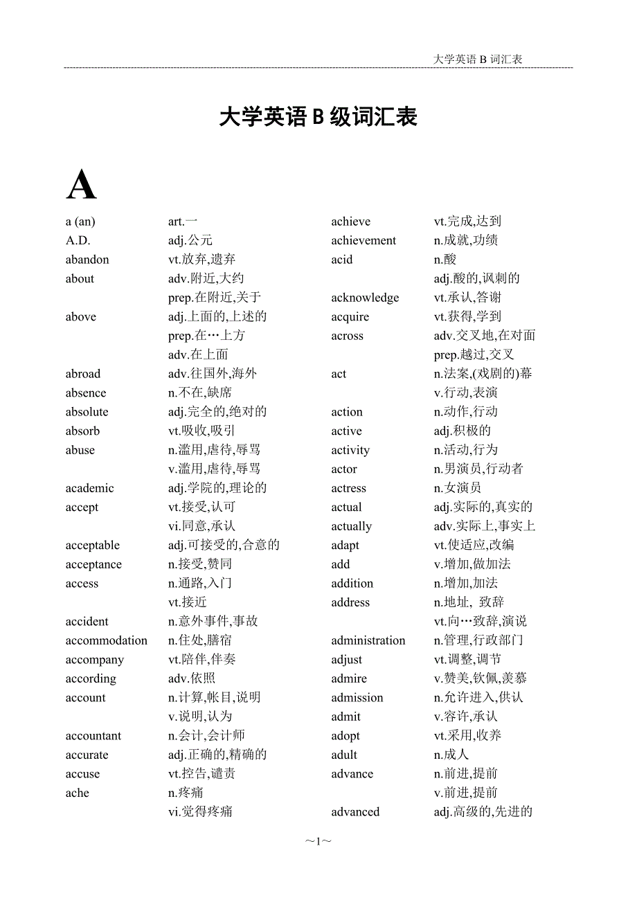 大学英语B级词汇表.doc_第1页