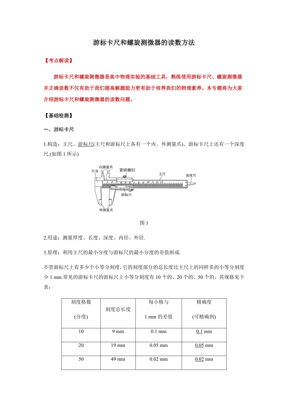 螺旋测微器和游标卡尺的读数方法(共16页)_第1页