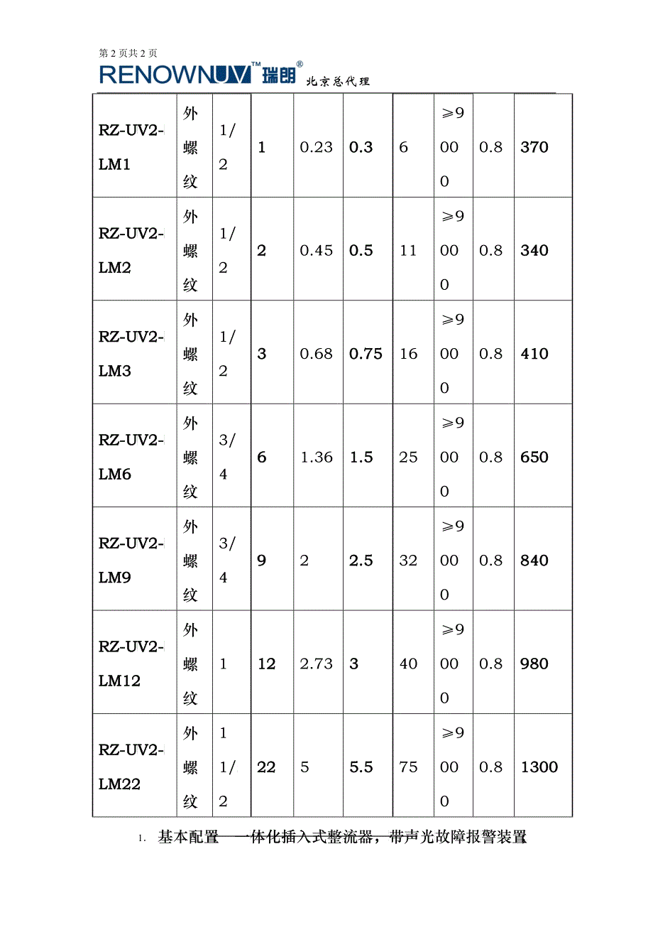 紫外线杀菌器报价表-产品报价表_第2页