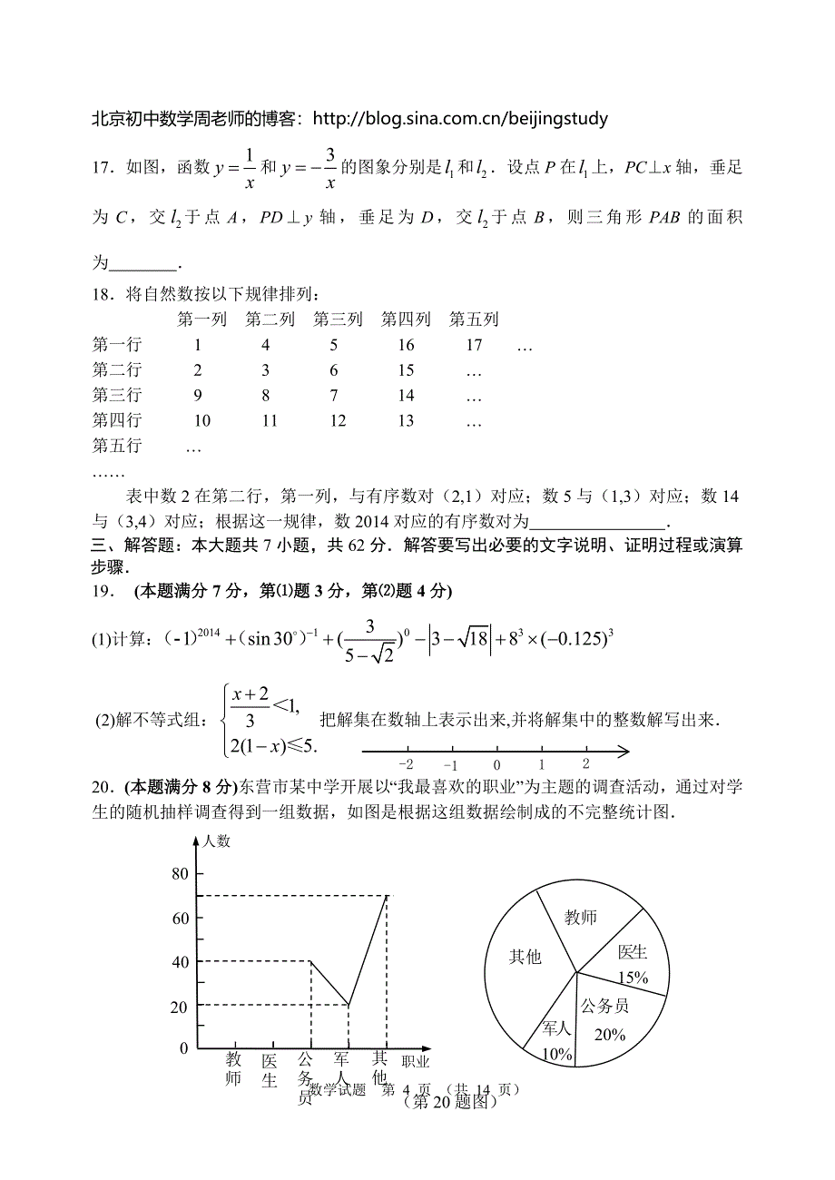 2014年山东省东营市初中学生学业考试数学试题(含答案).doc_第4页