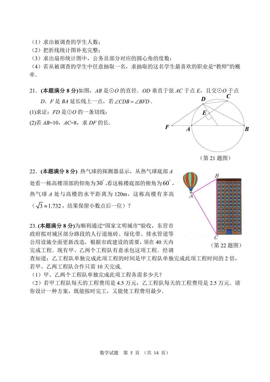 2014年山东省东营市初中学生学业考试数学试题(含答案).doc_第5页