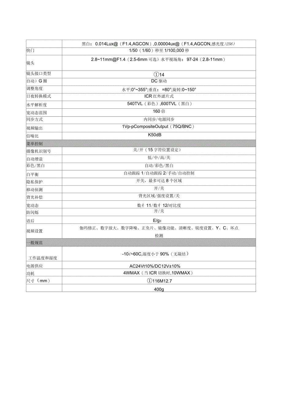 超宽动态ICR日夜型枪型摄像机_第5页