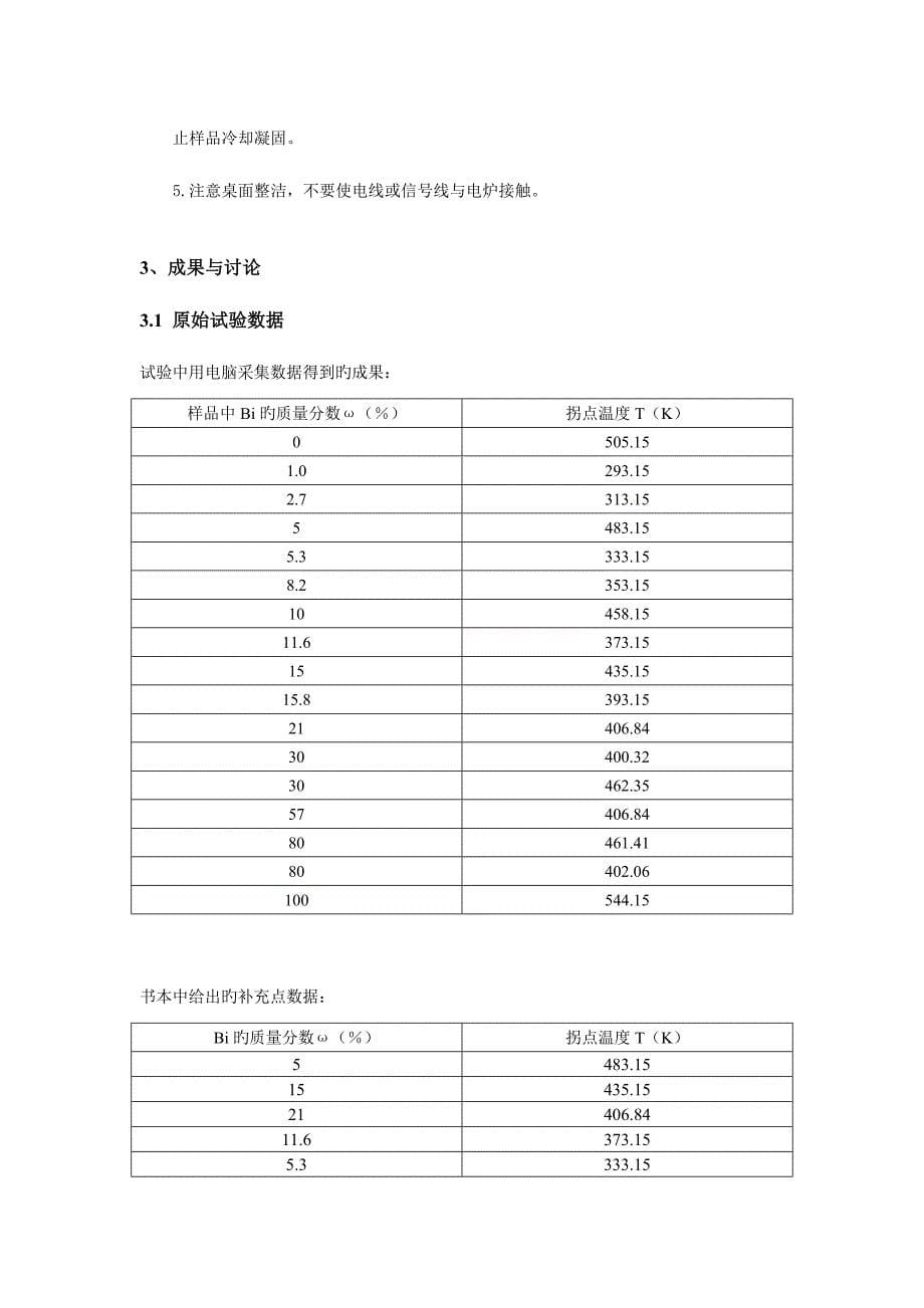 2023年物化实验报告二组分合金相图.docx_第5页