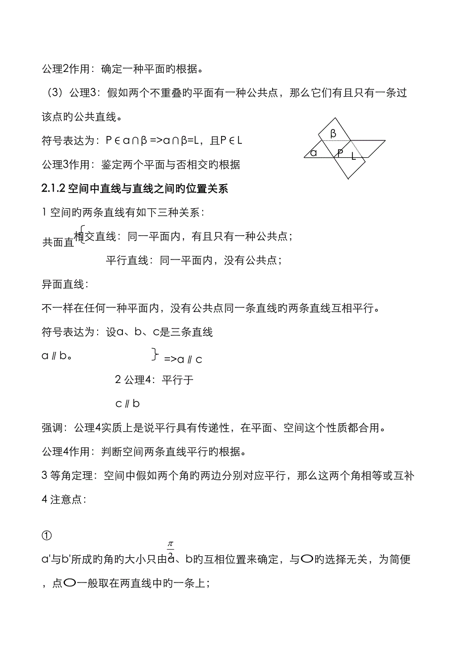 2023年点线面之间的位置关系的知识点总结_第2页