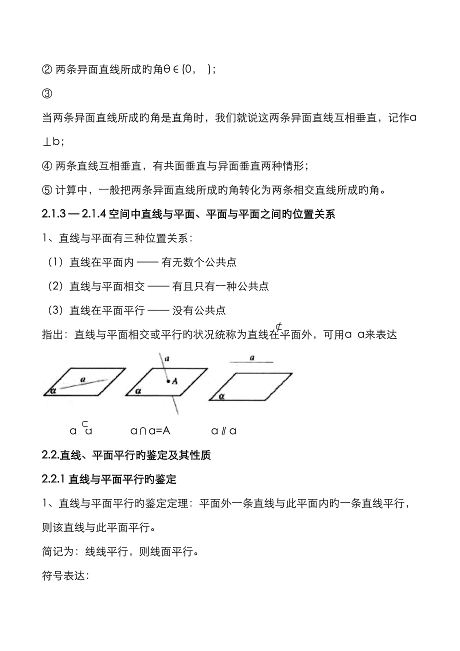 2023年点线面之间的位置关系的知识点总结_第3页