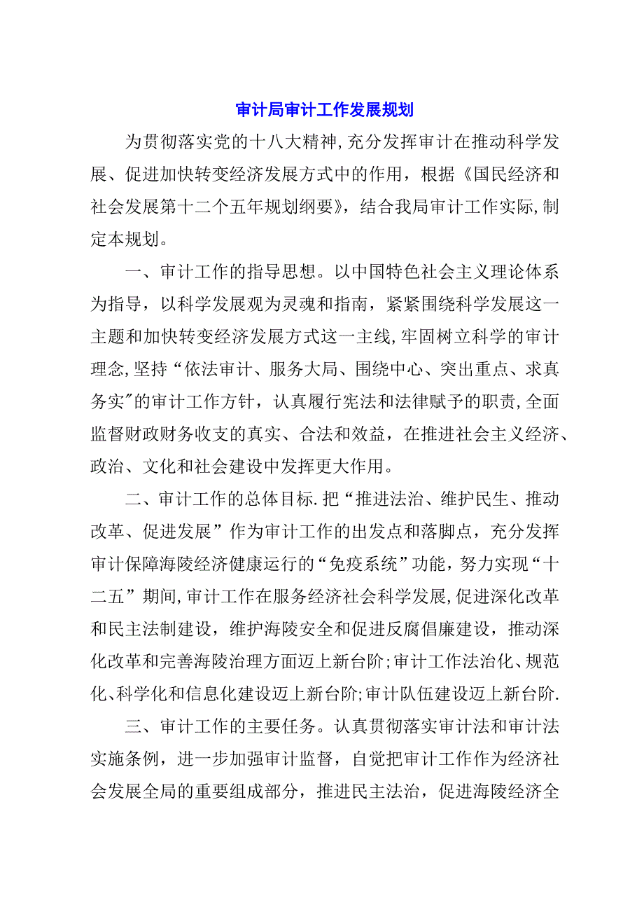 审计局审计工作发展规划.docx_第1页