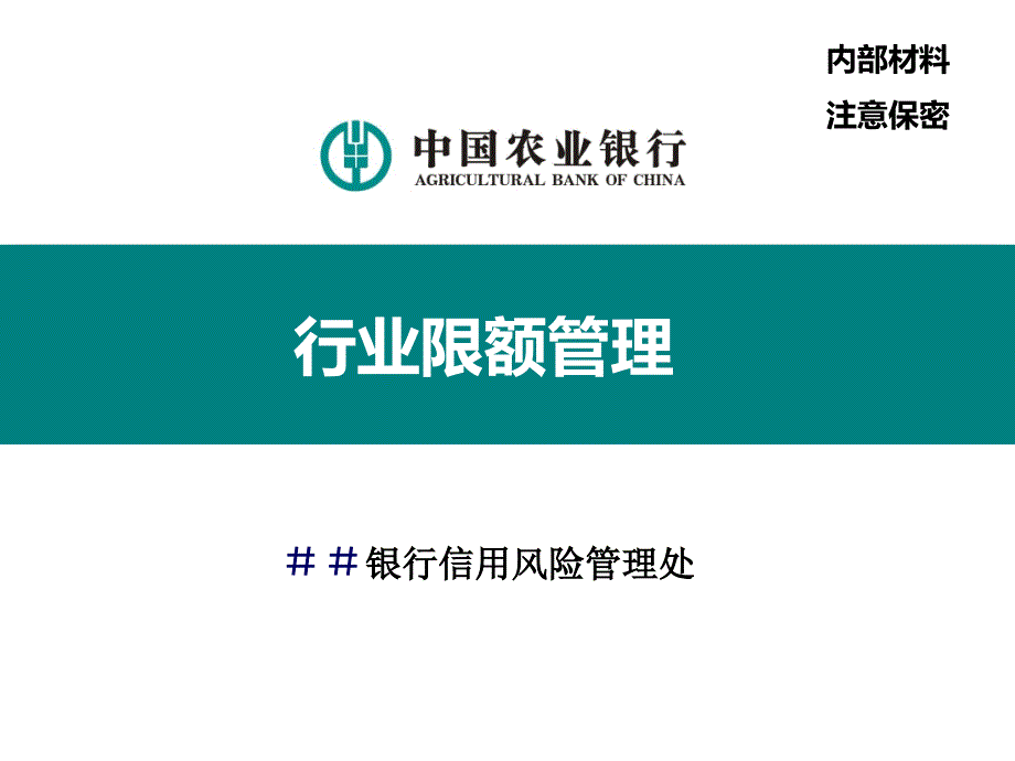 银行信用风险管理处培训课件：风险行业限额管理_第1页