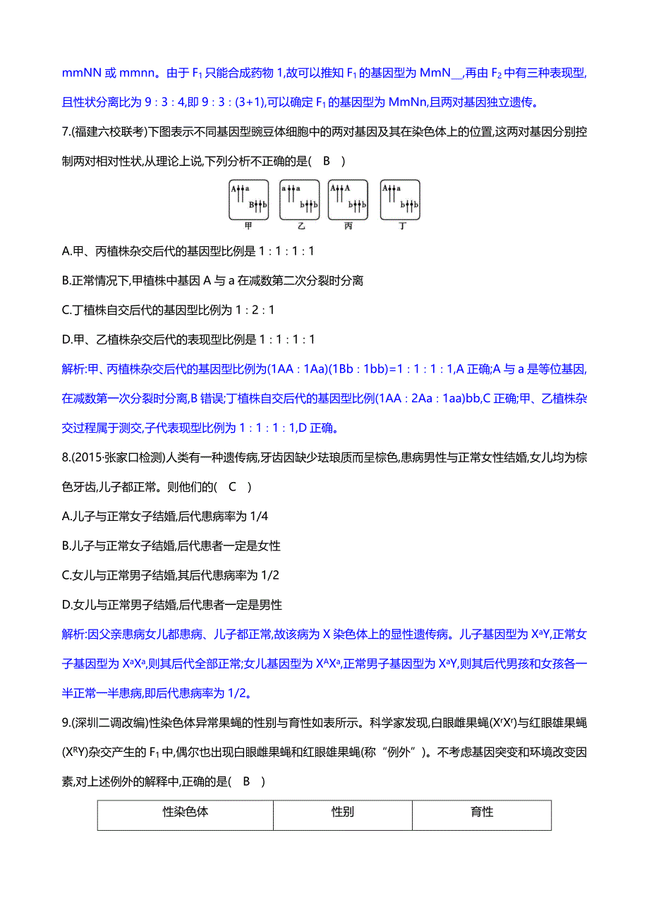 2019年人教版高中生物必修二综合测试题(含答案)_第3页
