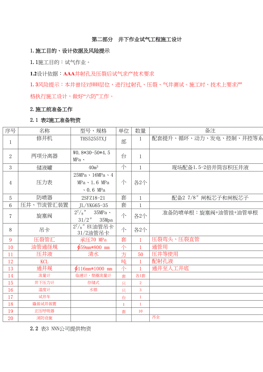 AAA井试气工程施工设计(井下作业)要点(DOC 22页)_第4页